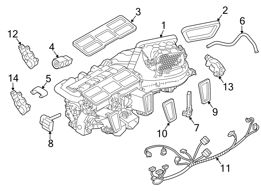 Diagram AIR CONDITIONER & HEATER. EVAPORATOR & HEATER COMPONENTS. for your 2003 Porsche Cayenne  Turbo Sport Utility 