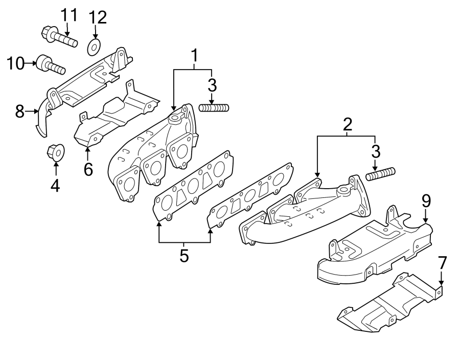 Diagram EXHAUST SYSTEM. EXHAUST MANIFOLD. for your 2019 Porsche Cayenne   