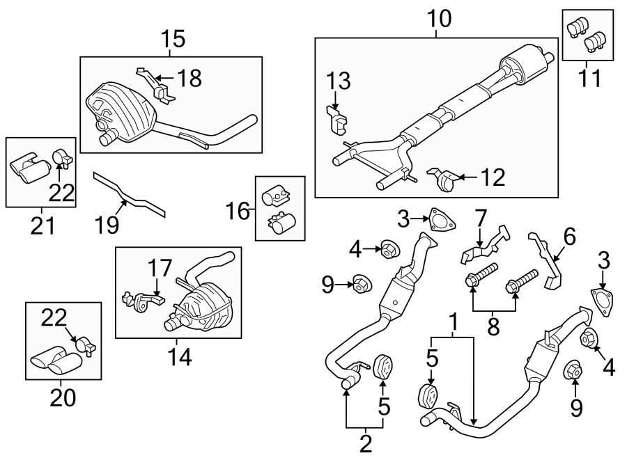 Diagram EXHAUST SYSTEM. EXHAUST COMPONENTS. for your Porsche Cayenne  