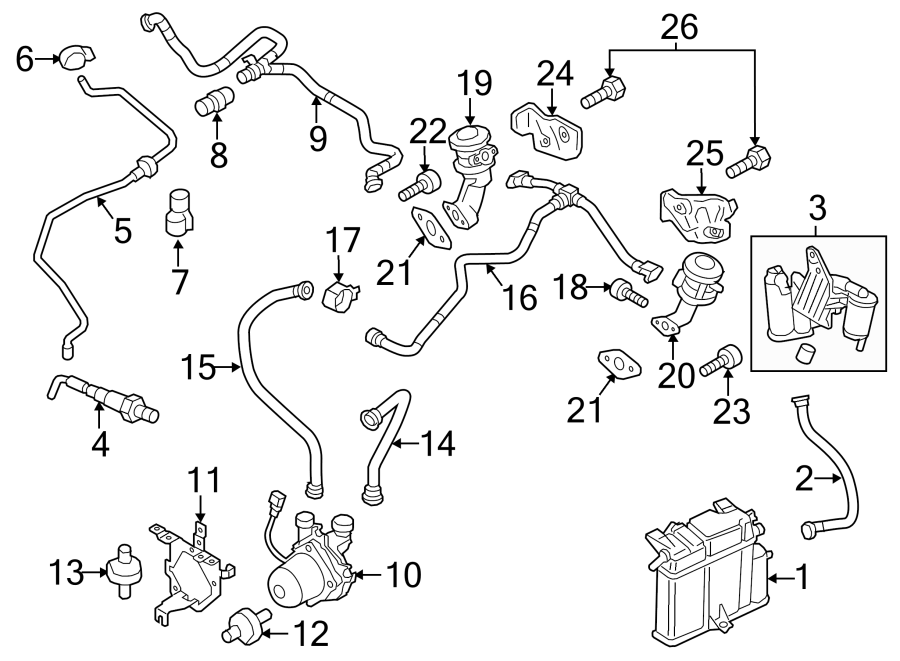 Diagram EMISSION SYSTEM. EMISSION COMPONENTS. for your 2008 Porsche Cayenne 4.8L V8 A/T GTS Sport Utility 