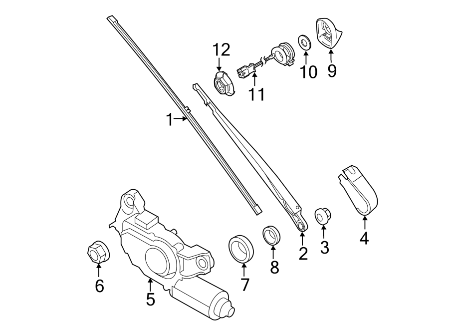 Diagram LIFT GATE. REAR WIPER COMPONENTS. for your Porsche