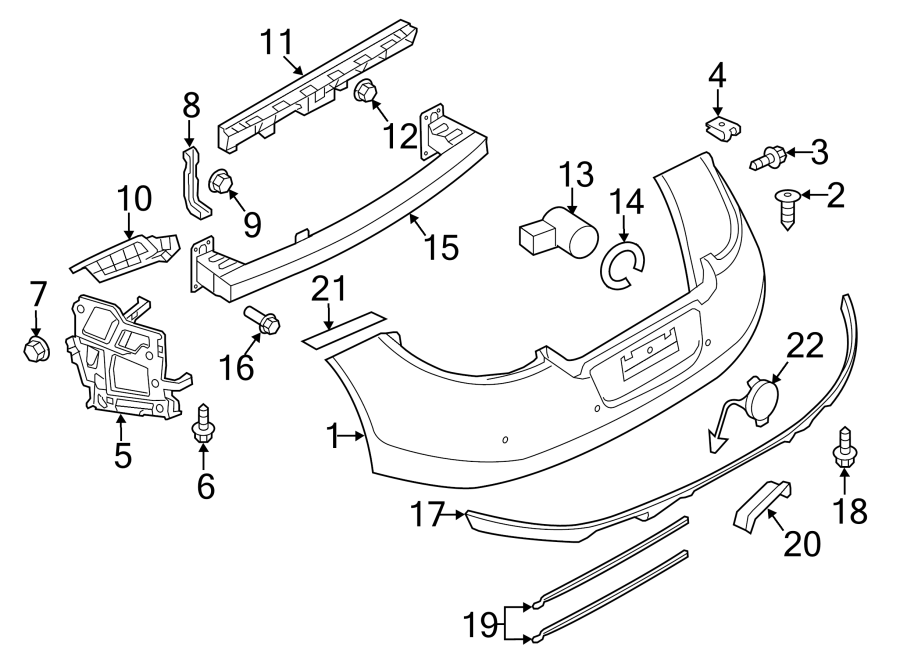 Diagram REAR BUMPER. BUMPER & COMPONENTS. for your 2021 Porsche Cayenne   