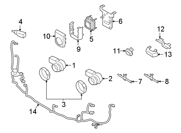 Diagram FRONT BUMPER & GRILLE. ELECTRICAL COMPONENTS. for your 2021 Porsche Cayenne   