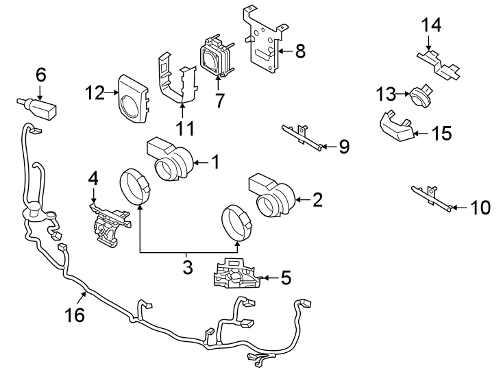 Diagram Front bumper & grille. Electrical components. for your 2022 Porsche Cayenne   