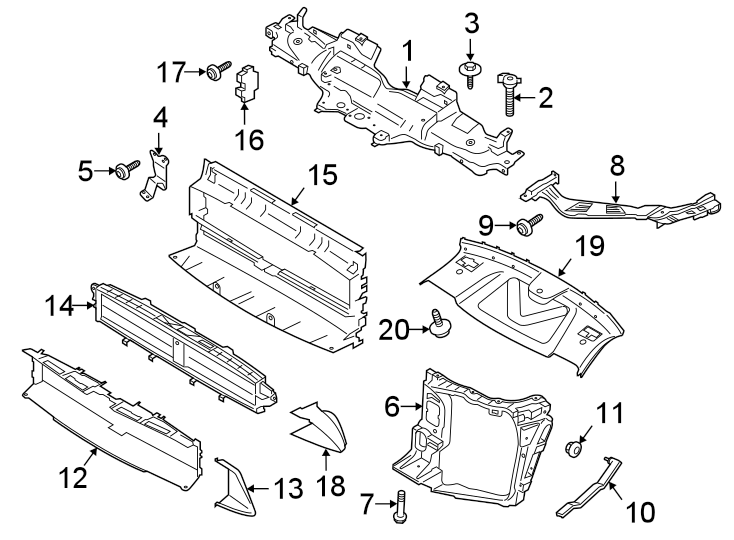 Diagram RADIATOR SUPPORT. for your 2021 Porsche Cayenne   