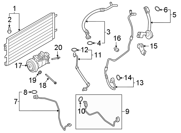 Diagram AIR CONDITIONER & HEATER. COMPRESSOR & LINES. CONDENSER. for your 2005 Porsche Cayenne  Turbo Sport Utility 