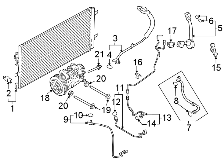 Diagram Air conditioner & heater. Compressor & lines. Condenser. for your 2003 Porsche Cayenne  Turbo Sport Utility 