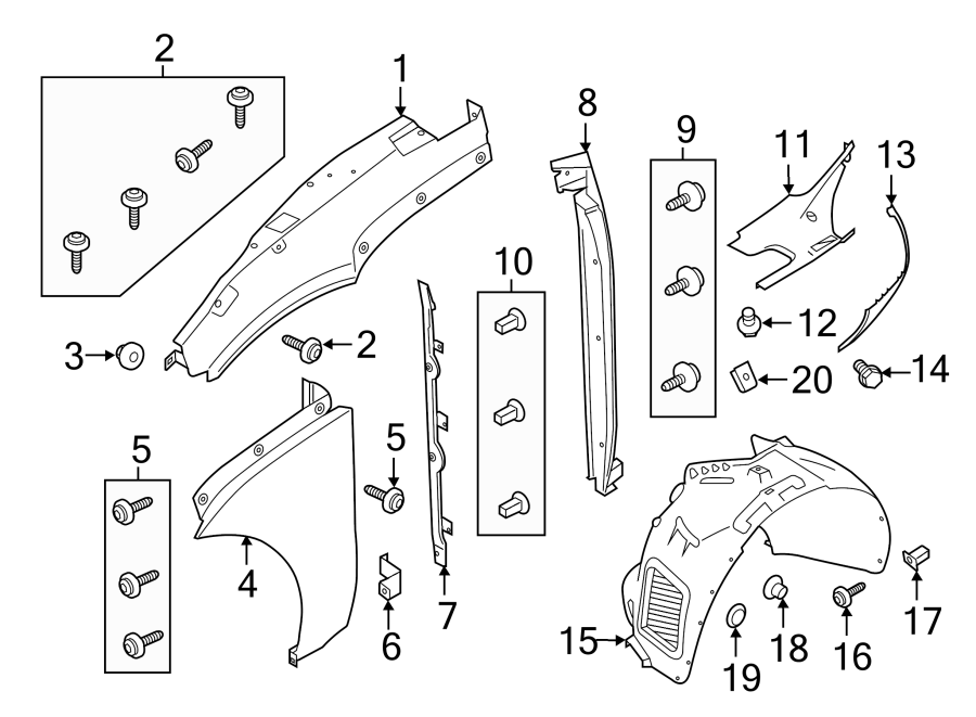 Diagram FENDER & COMPONENTS. for your 2006 Porsche Cayenne  Base Sport Utility 