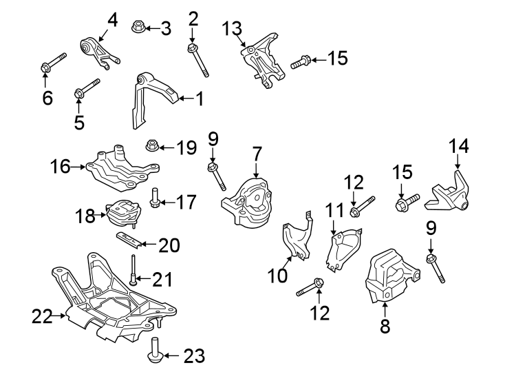 Diagram ENGINE / TRANSAXLE. ENGINE & TRANS MOUNTING. for your 2015 Porsche Cayenne  GTS Sport Utility 