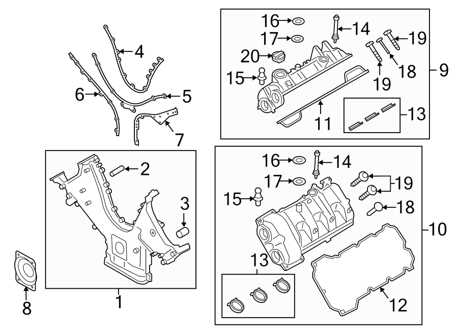 Diagram ENGINE / TRANSAXLE. VALVE & TIMING COVERS. for your 2003 Porsche Cayenne   