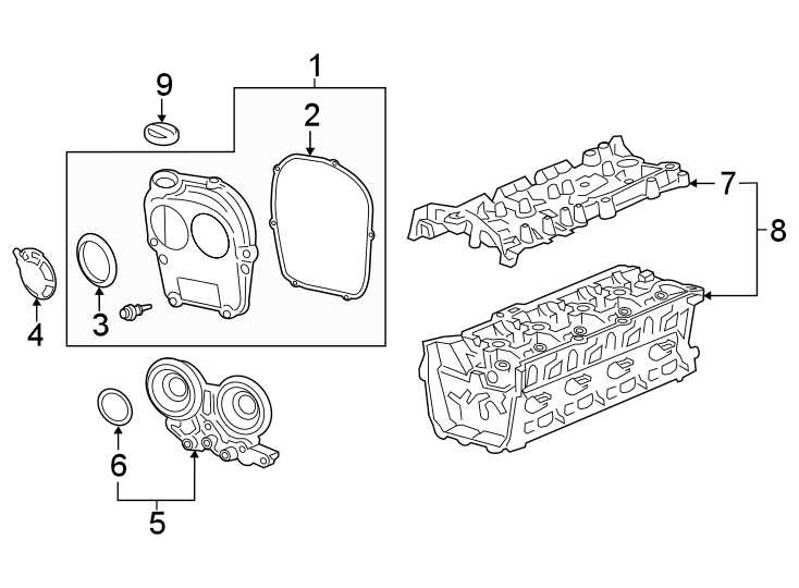 Diagram ENGINE / TRANSAXLE. VALVE & TIMING COVERS. for your 2023 Porsche Cayenne  S Platinum Edition Sport Utility 