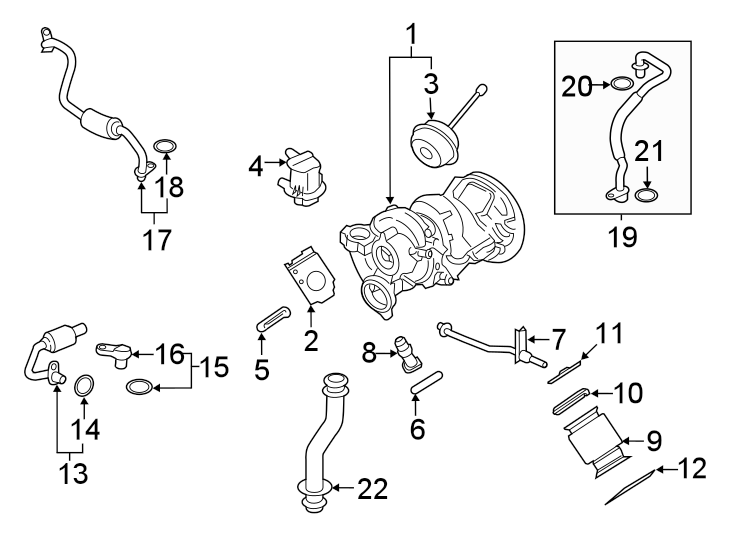 Diagram ENGINE / TRANSAXLE. TURBOCHARGER & COMPONENTS. for your 2024 Porsche Cayenne  Turbo E-Hybrid Coupe Sport Utility 