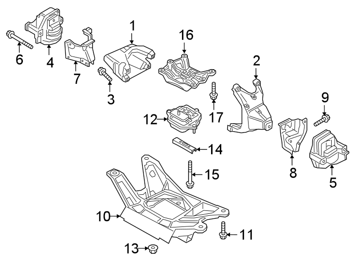 Diagram ENGINE / TRANSAXLE. ENGINE & TRANS MOUNTING. for your 2016 Porsche Cayenne  Turbo Sport Utility 