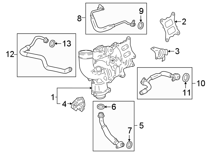 Diagram ENGINE / TRANSAXLE. TURBOCHARGER & COMPONENTS. for your 2015 Porsche Cayenne   