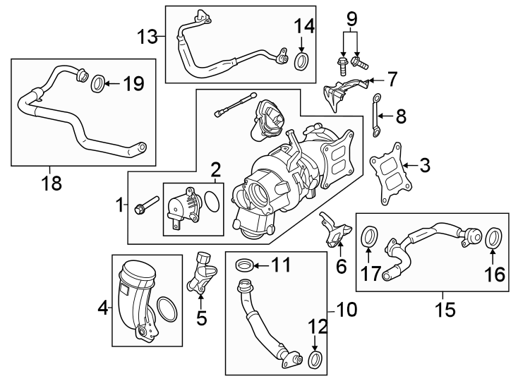 Diagram Engine / transaxle. Turbocharger & components. for your 2015 Porsche Cayenne   