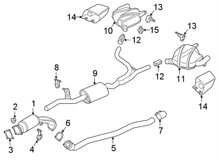 Diagram Exhaust system. Exhaust components. for your 2013 Porsche Cayenne  Turbo Sport Utility 