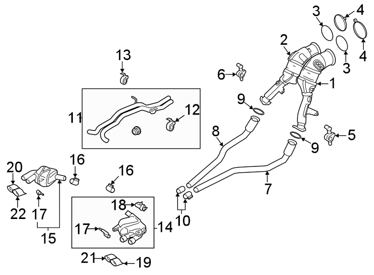 Diagram Exhaust system. Exhaust components. for your 2009 Porsche Cayenne  Turbo Sport Utility 