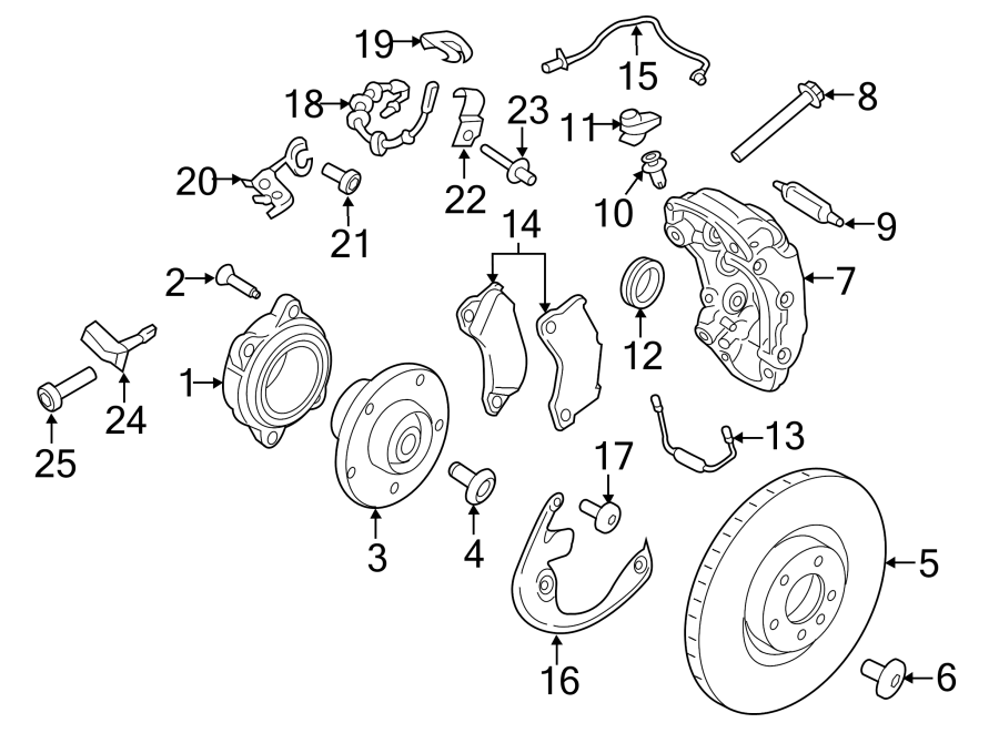 16Front suspension. Brake components.https://images.simplepart.com/images/parts/motor/fullsize/6960440.png