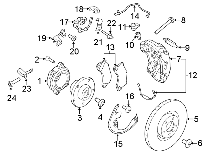 Diagram FRONT SUSPENSION. BRAKE COMPONENTS. for your Porsche Cayenne  