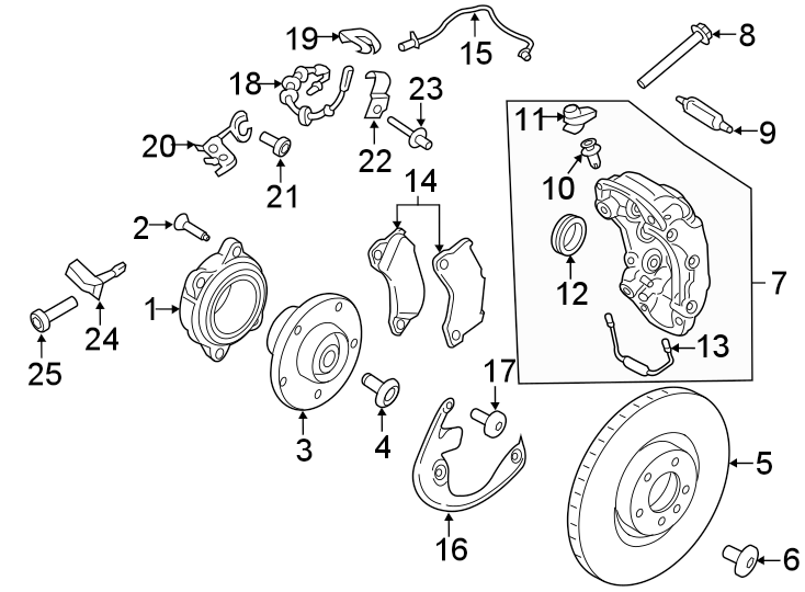 Diagram FRONT SUSPENSION. BRAKE COMPONENTS. for your 2004 Porsche Cayenne   