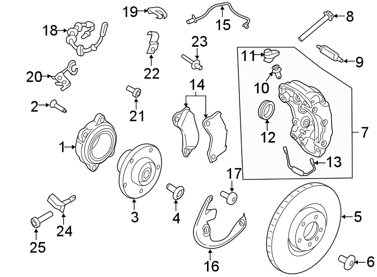 14Front suspension. Brake components.https://images.simplepart.com/images/parts/motor/fullsize/6960451.png