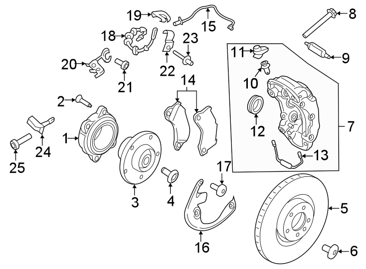 16Front suspension. Brake components.https://images.simplepart.com/images/parts/motor/fullsize/6960453.png