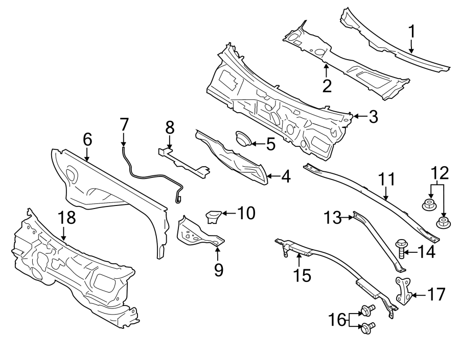 Diagram COWL. for your 2011 Porsche Cayenne  S Sport Utility 