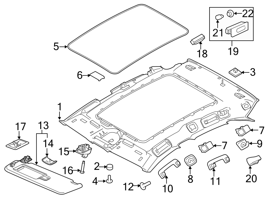 Diagram ROOF. INTERIOR TRIM. for your 2012 Porsche Cayenne  Base Sport Utility 