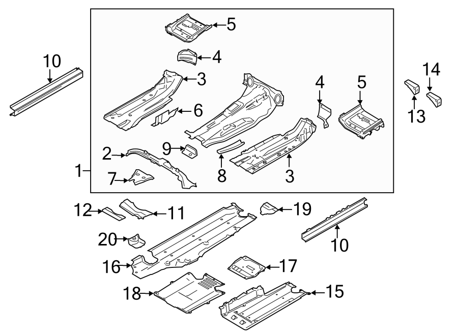 Pillars. Rocker & floor. Floor & rails.