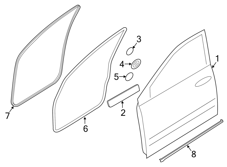 Diagram FRONT DOOR. DOOR & COMPONENTS. for your 2024 Porsche Cayenne   