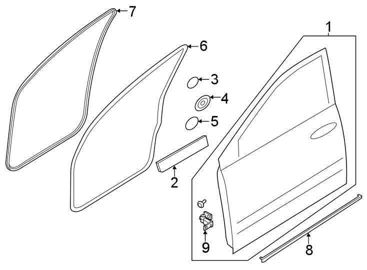 Diagram FRONT DOOR. EXTERIOR TRIM. for your 2008 Porsche Cayenne   