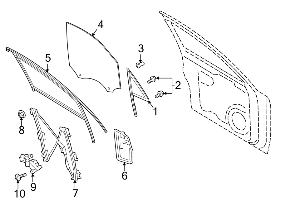 Diagram FRONT DOOR. GLASS & HARDWARE. for your 2024 Porsche Cayenne   