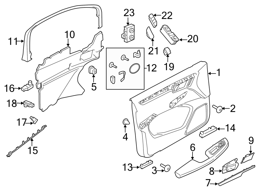 Diagram FRONT DOOR. INTERIOR TRIM. for your 2004 Porsche Cayenne   