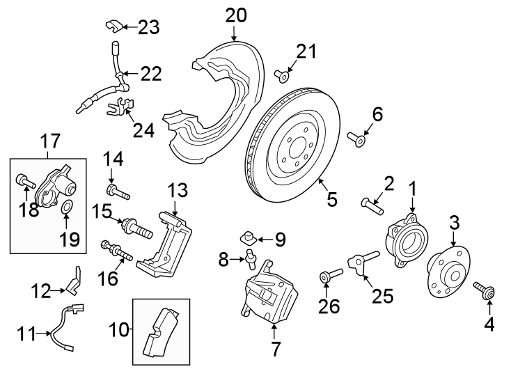 Rear suspension. Brake components.