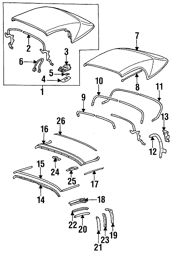 Diagram CONVERTIBLE/SOFT TOP. FOLDING TOP. for your 1994 Porsche 911  Speedster Convertible 