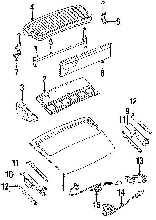 Diagram ENGINE LID. LID & COMPONENTS. for your 1991 Porsche 911  Carrera 2 Targa 