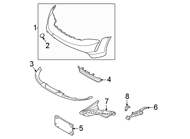 8Front bumper & grille. Bumper & components.https://images.simplepart.com/images/parts/motor/fullsize/6965010.png