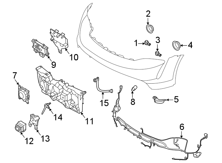 Diagram Front bumper & grille. Electrical components. for your 2016 Porsche Cayenne   