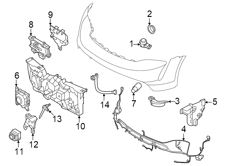 Diagram Front bumper & grille. Electrical components. for your 2016 Porsche Cayenne   