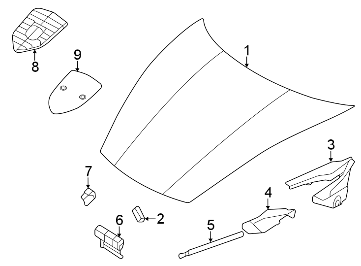 Diagram Hood & components. for your 2018 Porsche Cayenne  Platinum Edition Sport Utility 