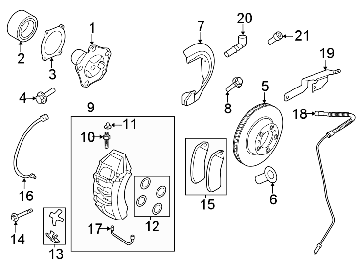 Diagram Front suspension. Brake components. for your 2019 Porsche Cayenne   