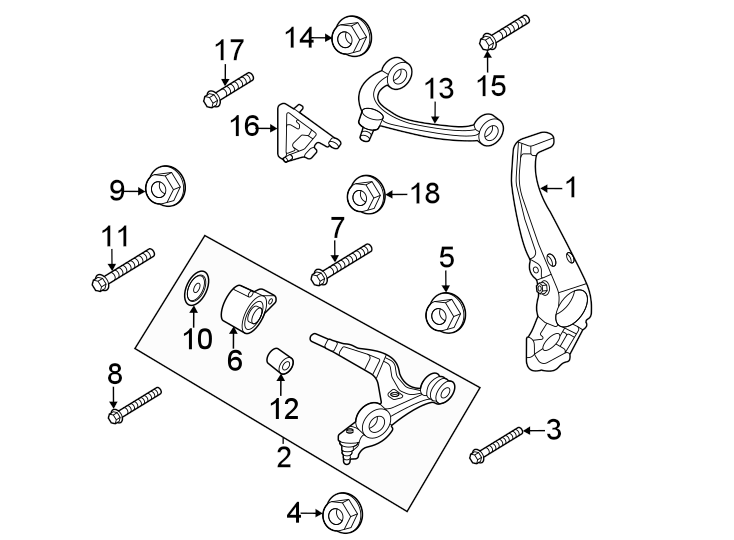 Diagram Front suspension. Suspension components. for your 2015 Porsche Boxster   