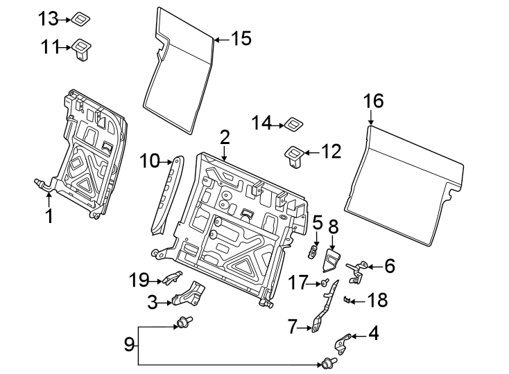 Diagram Seats & tracks. Rear seat components. for your 2015 Porsche Cayenne   