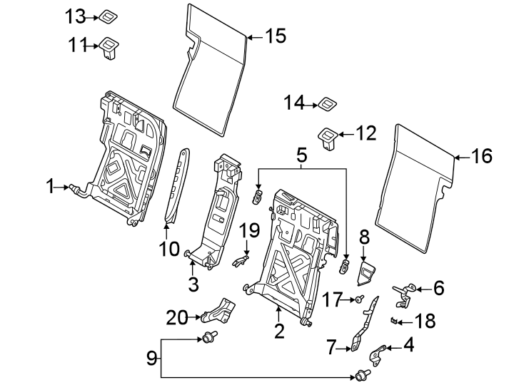 Diagram Seats & tracks. Rear seat components. for your 2015 Porsche Cayenne   