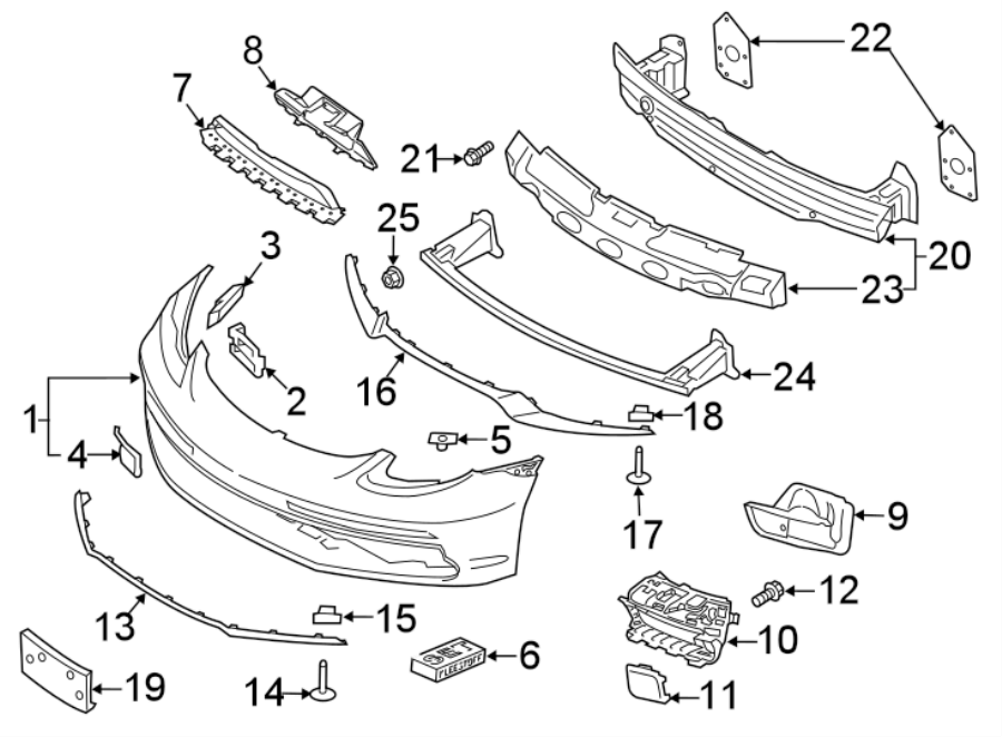 1FRONT BUMPER. BUMPER & COMPONENTS.https://images.simplepart.com/images/parts/motor/fullsize/6970020.png