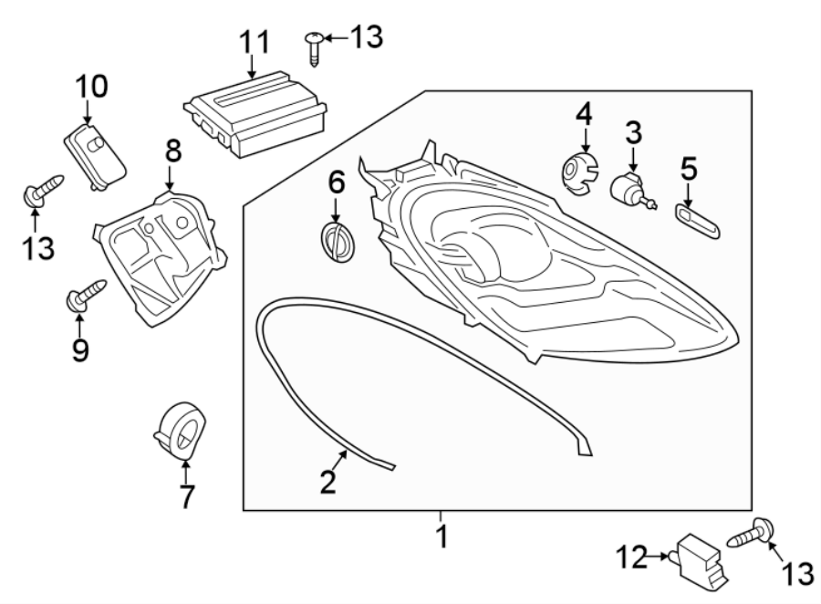 Diagram Front lamps. Headlamp components. for your 2024 Porsche Cayenne  Coupe Sport Utility 