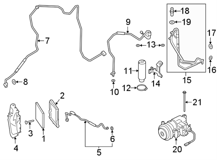 Diagram AIR CONDITIONER & HEATER. COMPRESSOR & LINES. CONDENSER. for your 2017 Porsche Cayenne  S E-Hybrid Sport Utility 