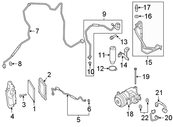 Diagram Air conditioner & heater. Compressor & lines. Condenser. for your 2010 Porsche Cayenne 3.6L V6 A/T Base Sport Utility 