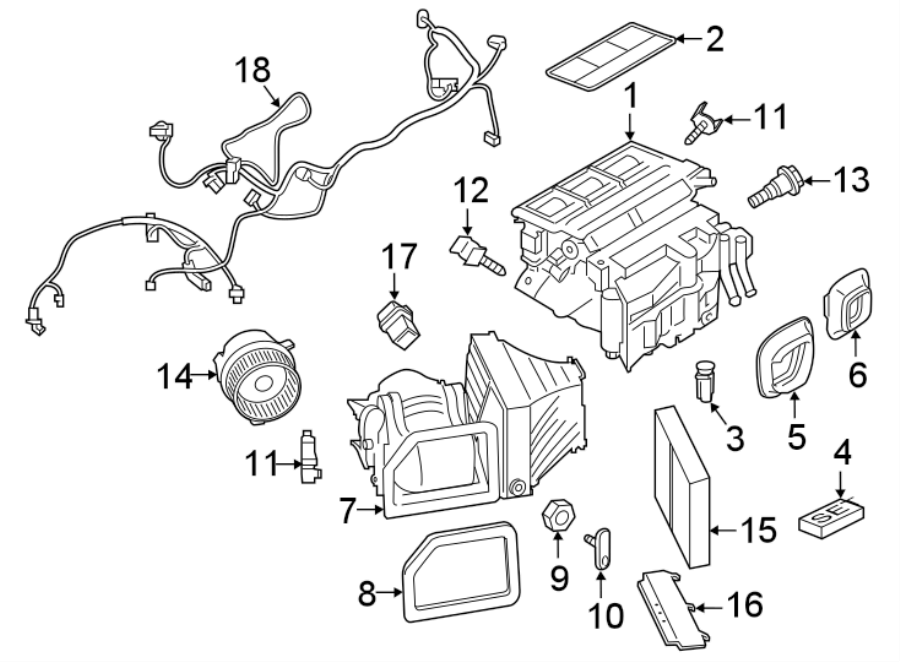 Diagram AIR CONDITIONER & HEATER. EVAPORATOR & HEATER COMPONENTS. for your 2005 Porsche Cayenne  Turbo Sport Utility 