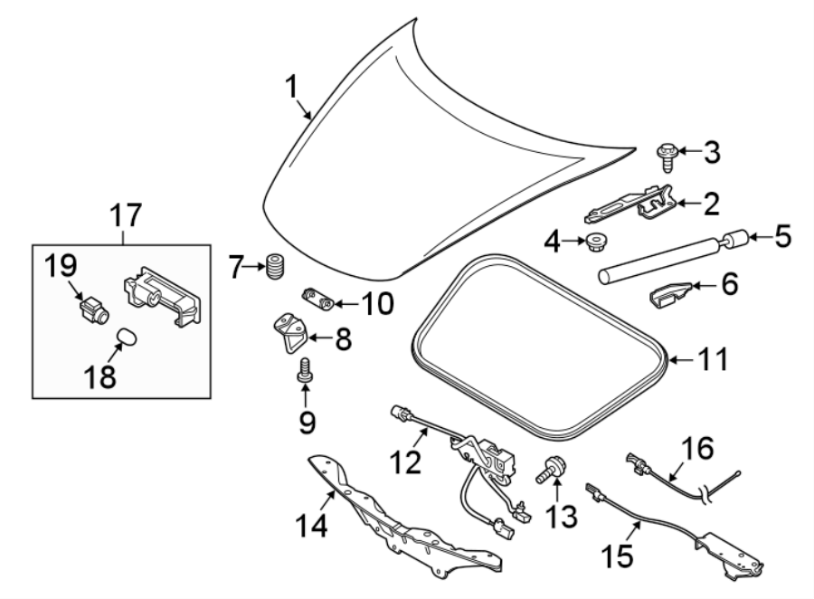 Diagram HOOD & COMPONENTS. for your 2016 Porsche Cayenne  Diesel Sport Utility 